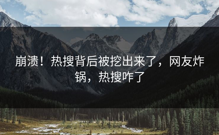 崩溃！热搜背后被挖出来了，网友炸锅，热搜咋了