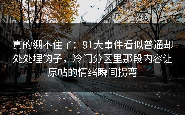 真的绷不住了：91大事件看似普通却处处埋钩子，冷门分区里那段内容让原帖的情绪瞬间拐弯